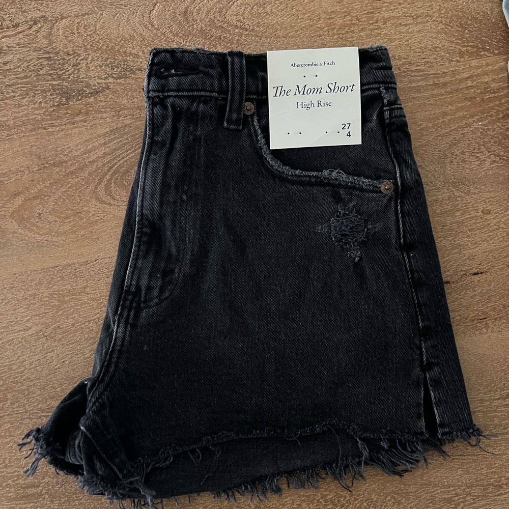 Abercrombie & Fitch Black High-Rise Mom Denim Shorts